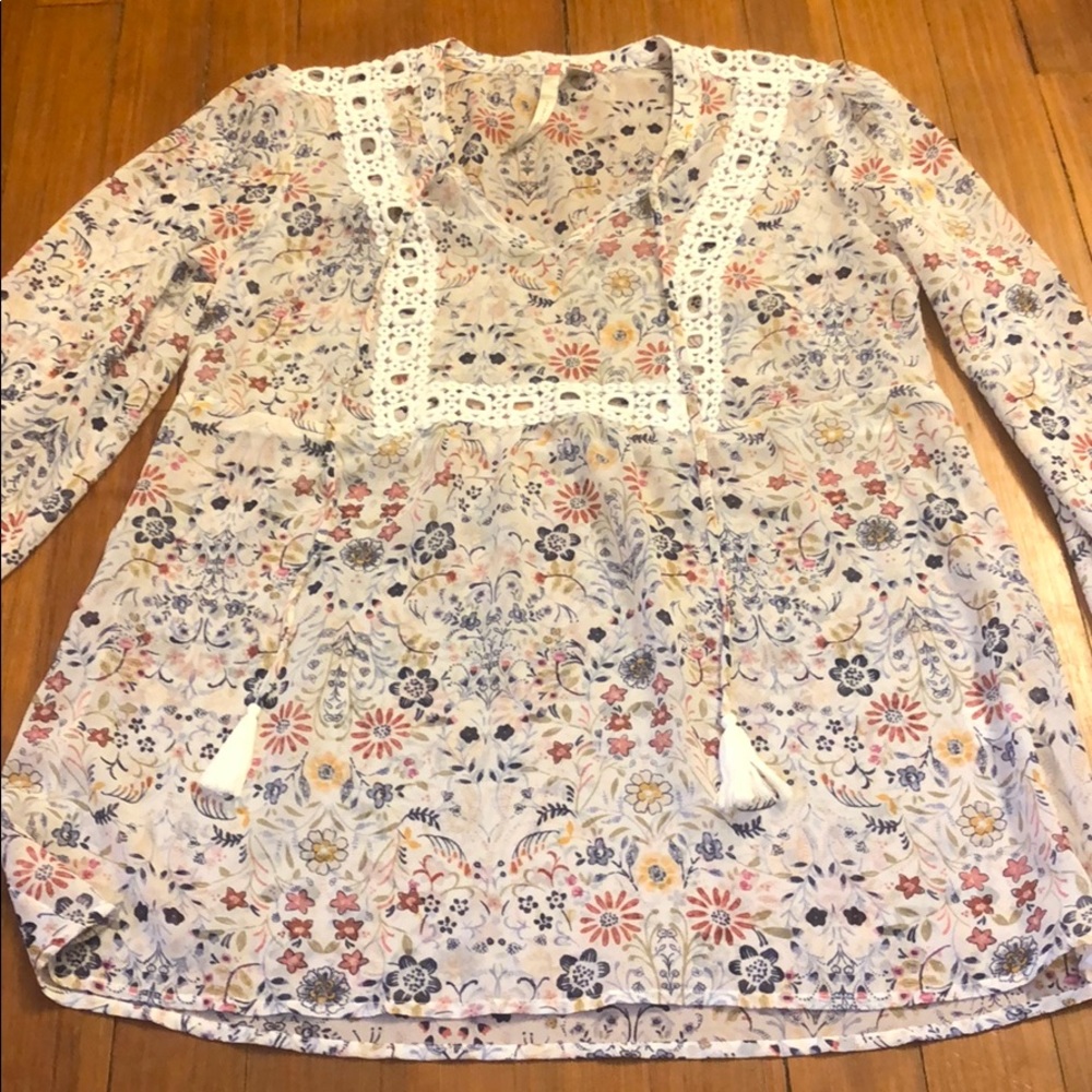 Lauren Conrad sheer floral tunic
